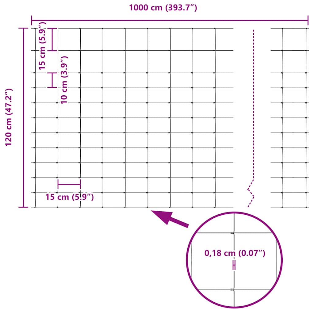 Wildzaun Feuerverzinkt 1000 x 120 x 0,18 cm Eisen