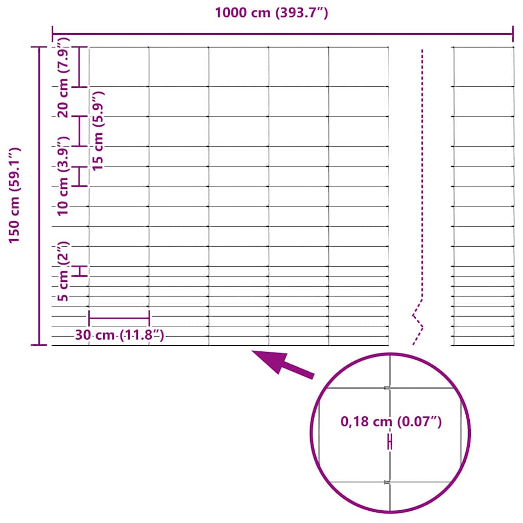 Wildzaun Feuerverzinkt 1000 x 150 x 0,18 cm Eisen