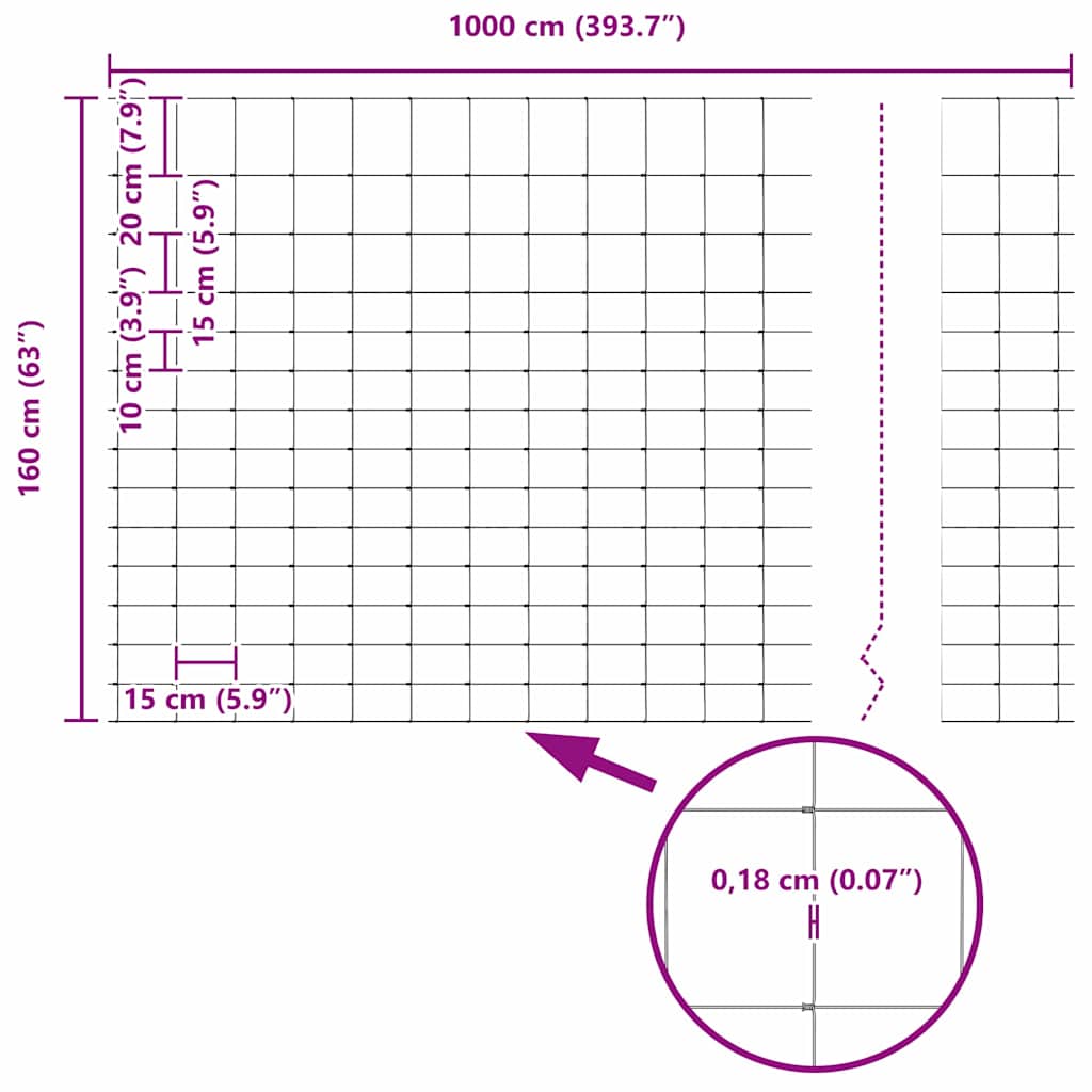 Wildzaun Feuerverzinkt 1000 x 160 x 0,18 cm Eisen