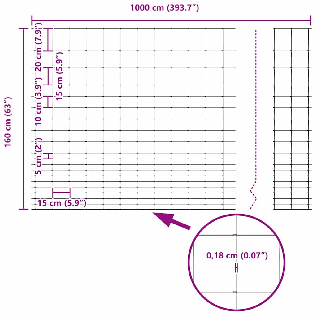 Wildzaun Feuerverzinkt 1000 x 160 x 0,18 cm Eisen
