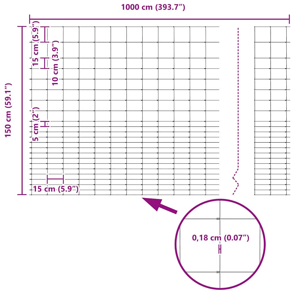 Wildzaun Feuerverzinkt 1000 x 150 x 0.18 cm Eisen