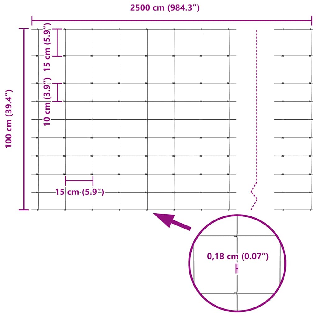 Feldzaun Silber 25 x 1 m Verzinkter Stahl