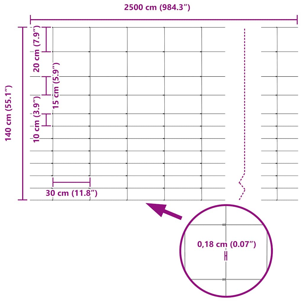 Feldzaun Silber 25 x 1,4 m Verzinkter Stahl