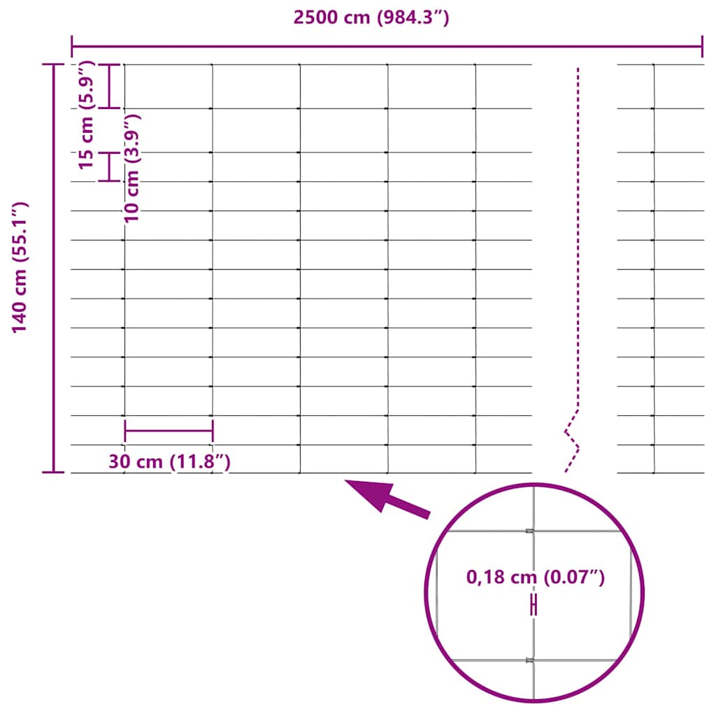 vidaXL Feldzaun Silber 25 x 1,4 m Verzinkter Stahl