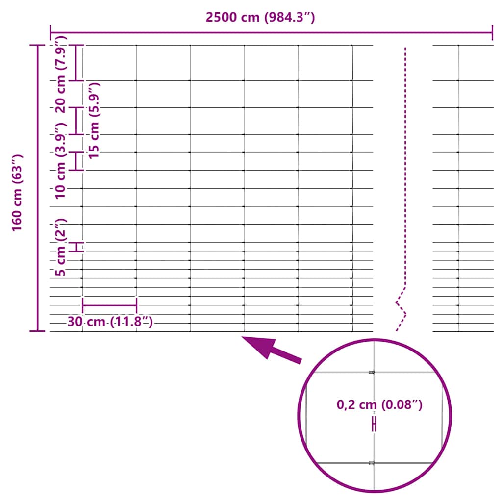 vidaXL Feldzaun Silber 25 x 1,6 m Verzinkter Stahl