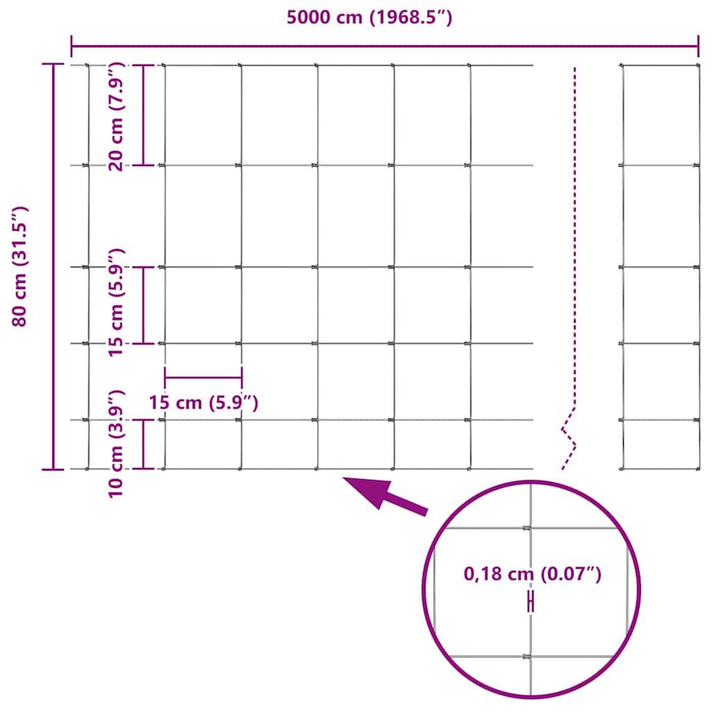 Feldzaun Silber 50 x 0,8 m Verzinkter Stahl