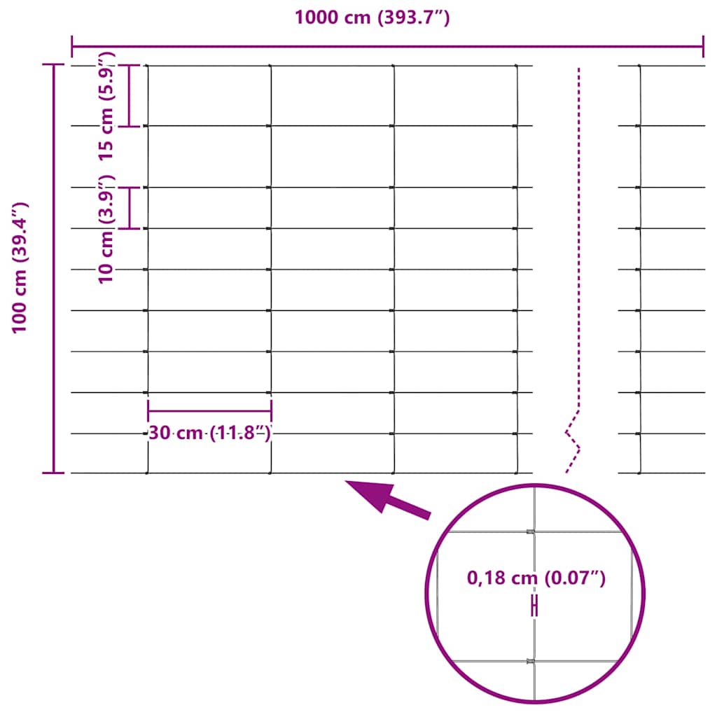 Feldzaun Silber 50 x 1 m Verzinkter Stahl
