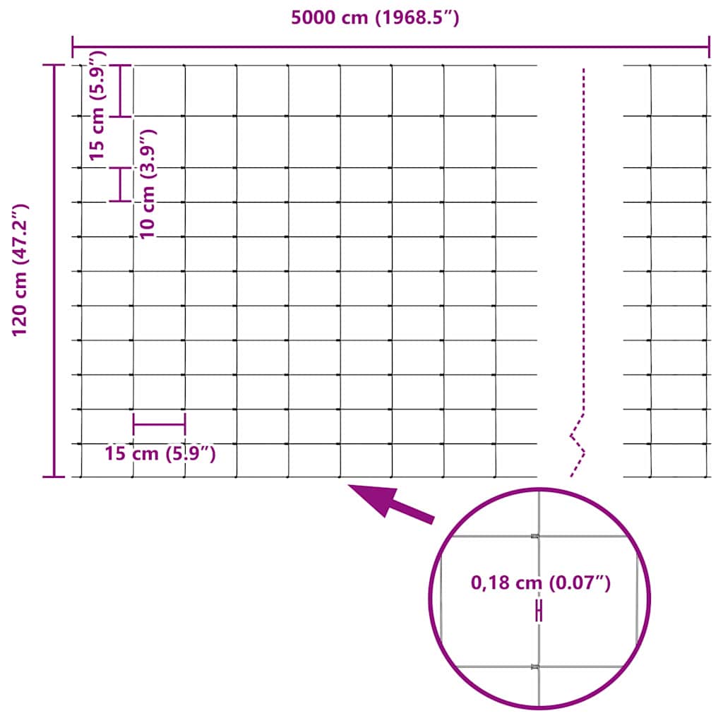 vidaXL Feldzaun Silber 50 x 1,2 m Verzinkter Stahl