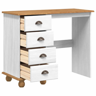 vidaXL Schreibtisch ASKIM Weiß 95 x 40 x 75 cm Massives Kiefernholz