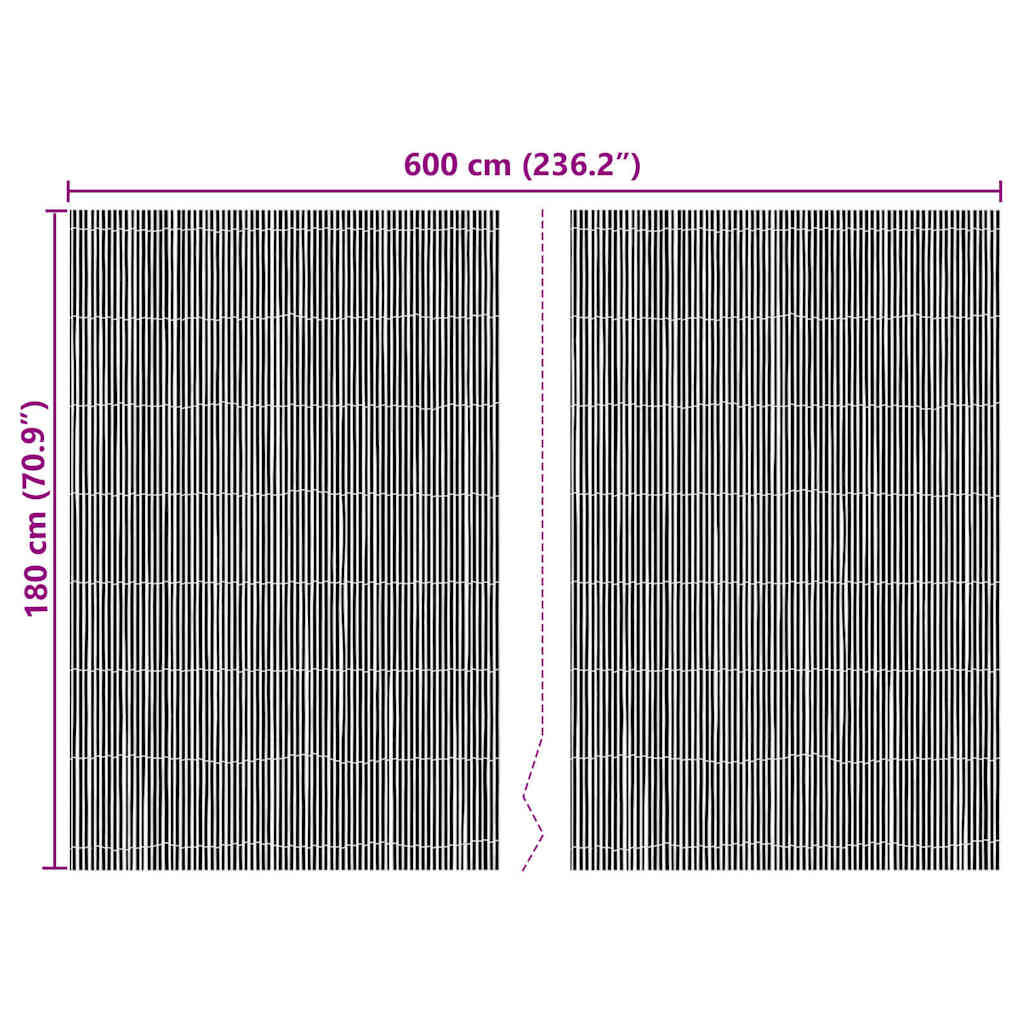 vidaXL Bambuszaun Natur 600 x 180 cm Bambus