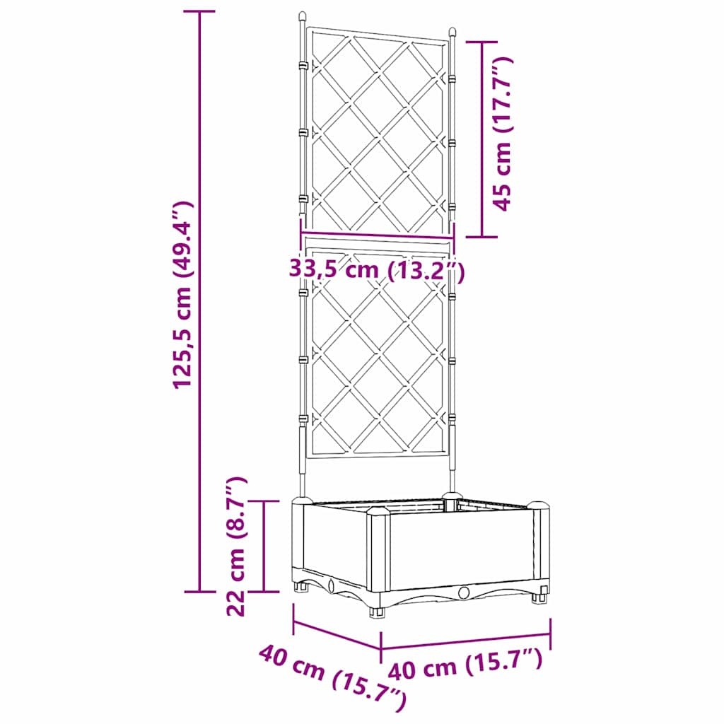 vidaXL Garten-Pflanzgefäß Braun 40 x 40 x 125,5 cm Stahl