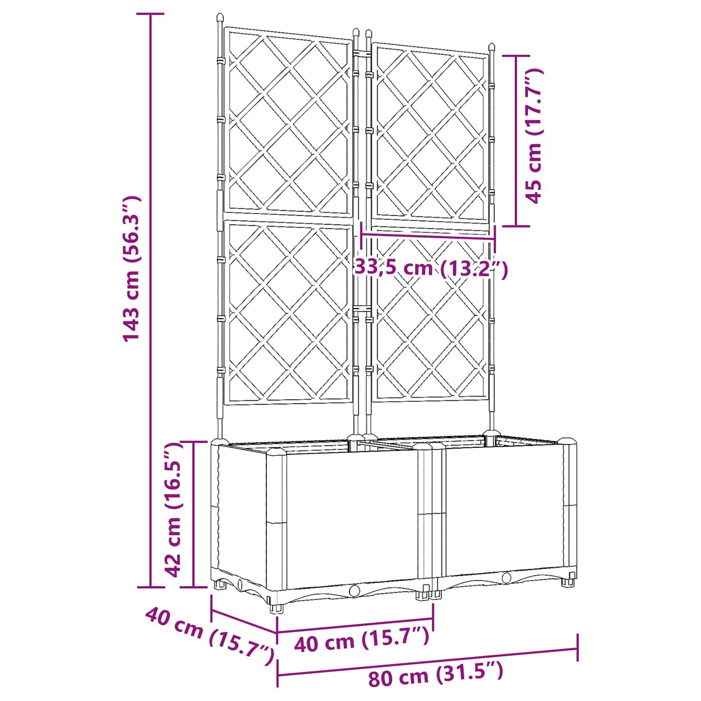 vidaXL Garten-Pflanzgefäß 2 pcs Braun 80 x 40 x 143 cm Stahl