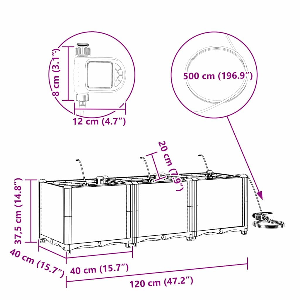 Garten-Pflanzgefäß 3 pcs Braun Stahl