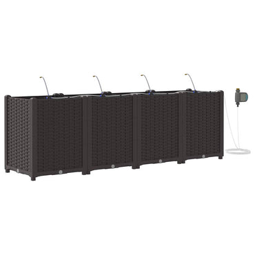 vidaXL Garten-Pflanzgefäß 4 pcs Braun Stahl