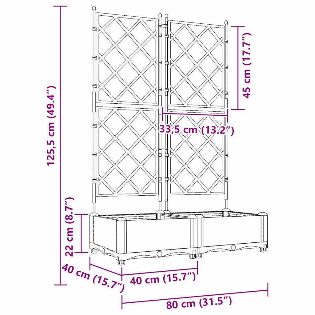 vidaXL Garten-Pflanzgefäß 2 pcs Schwarz 80 x 40 x 125,5 cm Stahl