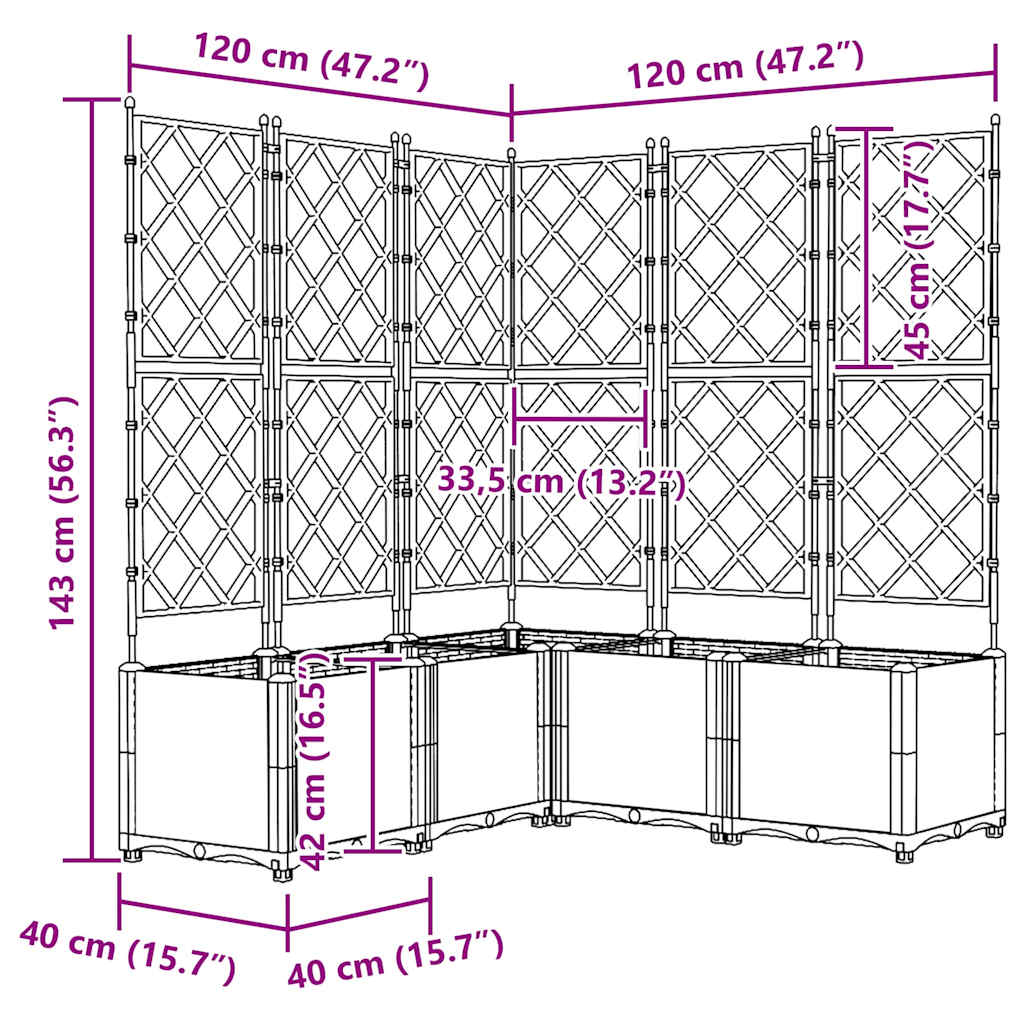 vidaXL Garten-Pflanzgefäß 5 pcs Schwarz 120 x 120 x 143 cm Stahl