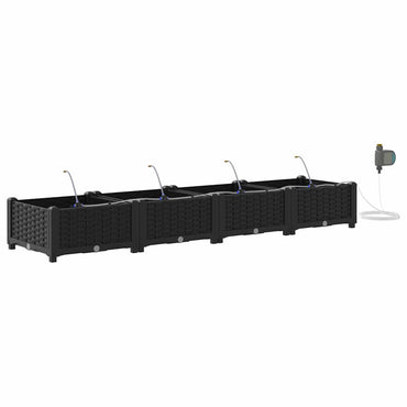 vidaXL Garten-Pflanzgefäß 4 pcs Schwarz Stahl