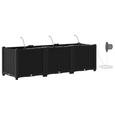 vidaXL Garten-Pflanzgefäß 3 pcs Schwarz Stahl