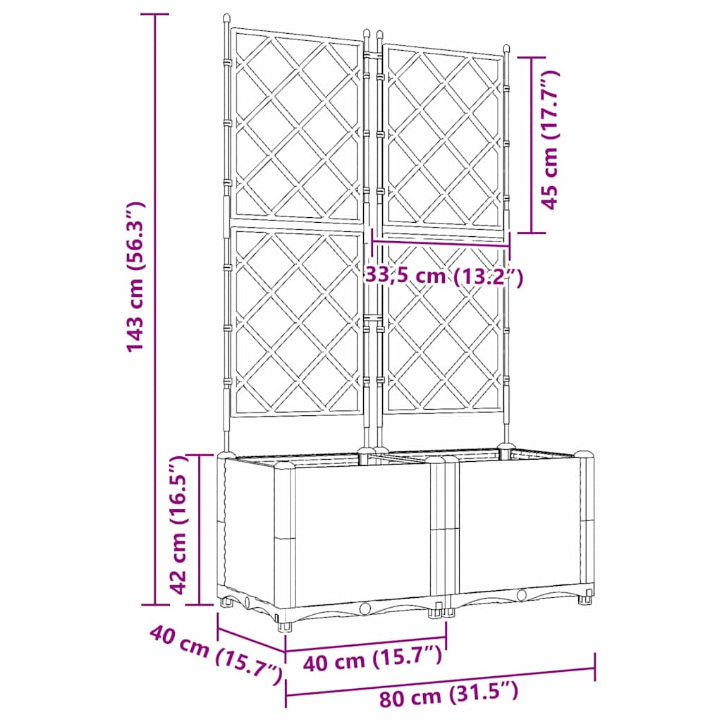 vidaXL Garten-Pflanzgefäß 2 pcs Hellgrau 80 x 40 x 143 cm Stahl
