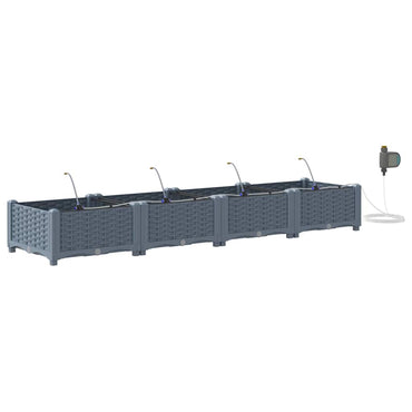 vidaXL Garten-Pflanzgefäß 4 pcs Hellgrau Stahl
