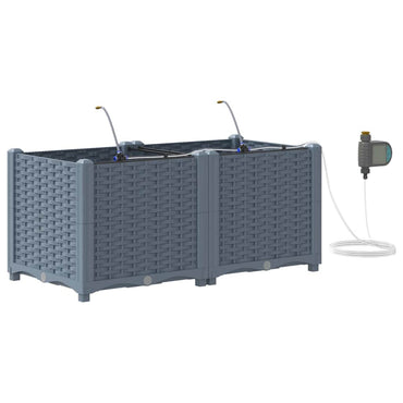 vidaXL Garten-Pflanzgefäß 2 pcs Hellgrau Stahl