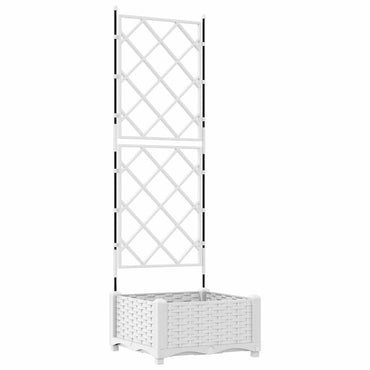 vidaXL Garten-Pflanzgefäß Weiß 40 x 40 x 125,5 cm Stahl