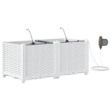 vidaXL Garten-Pflanzgefäß 2 pcs Weiß Stahl