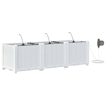 vidaXL Jardinière de jardin 3 pcs Acier blanc