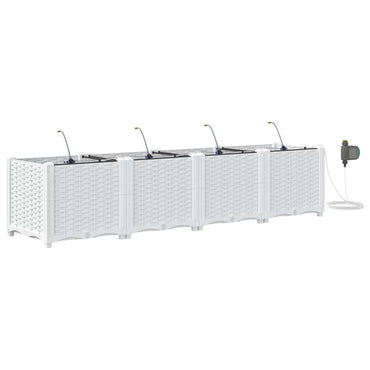vidaXL Garten-Pflanzgefäß 4 pcs Weiß Stahl