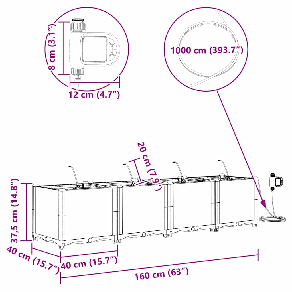 vidaXL Garten-Pflanzgefäß 4 pcs Weiß Stahl