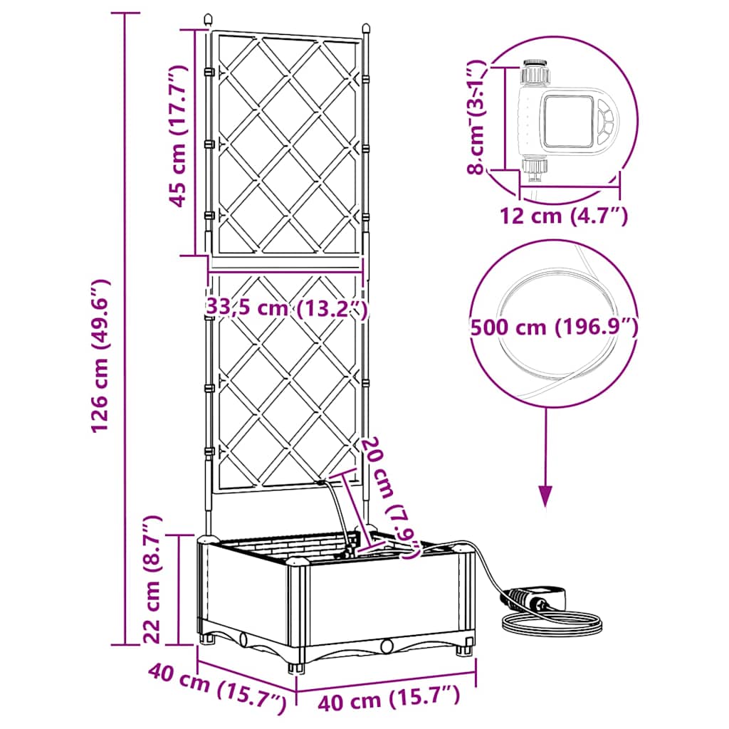 Garten-Pflanzgefäß Weiß 40 x 40 x 126 cm Stahl