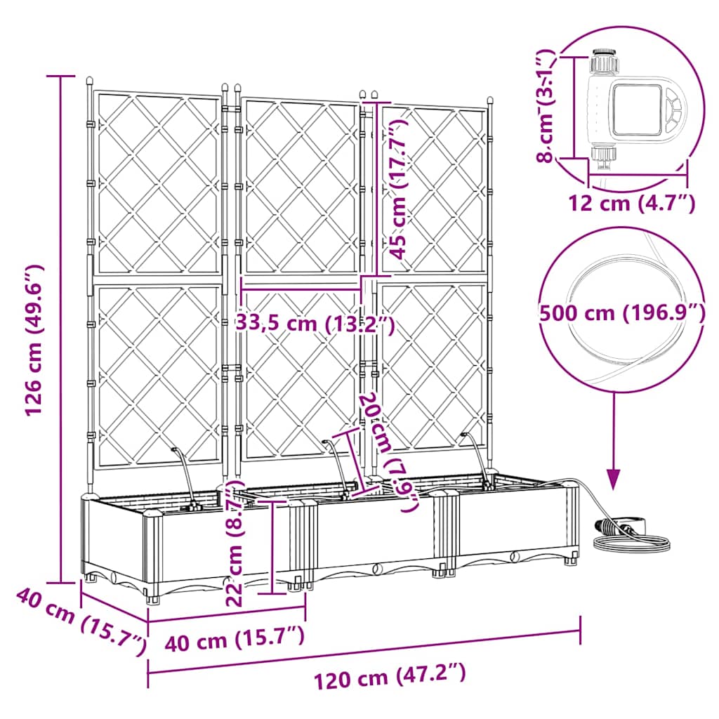 vidaXL Jardinière de jardin 3 pcs Acier blanc