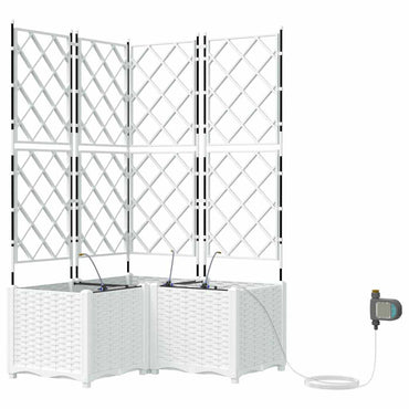 vidaXL Garten-Pflanzgefäß 3 pcs Weiß Stahl