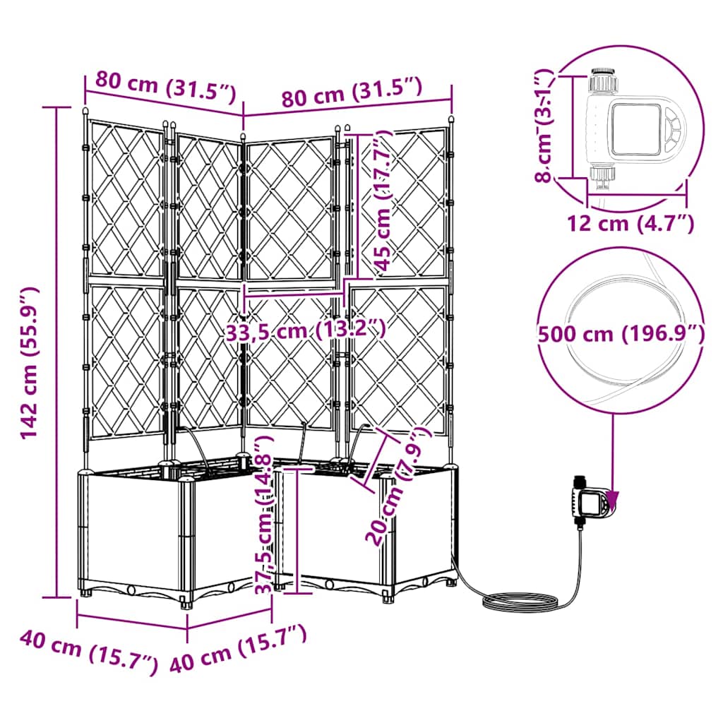 vidaXL Garten-Pflanzgefäß 3 pcs Weiß Stahl