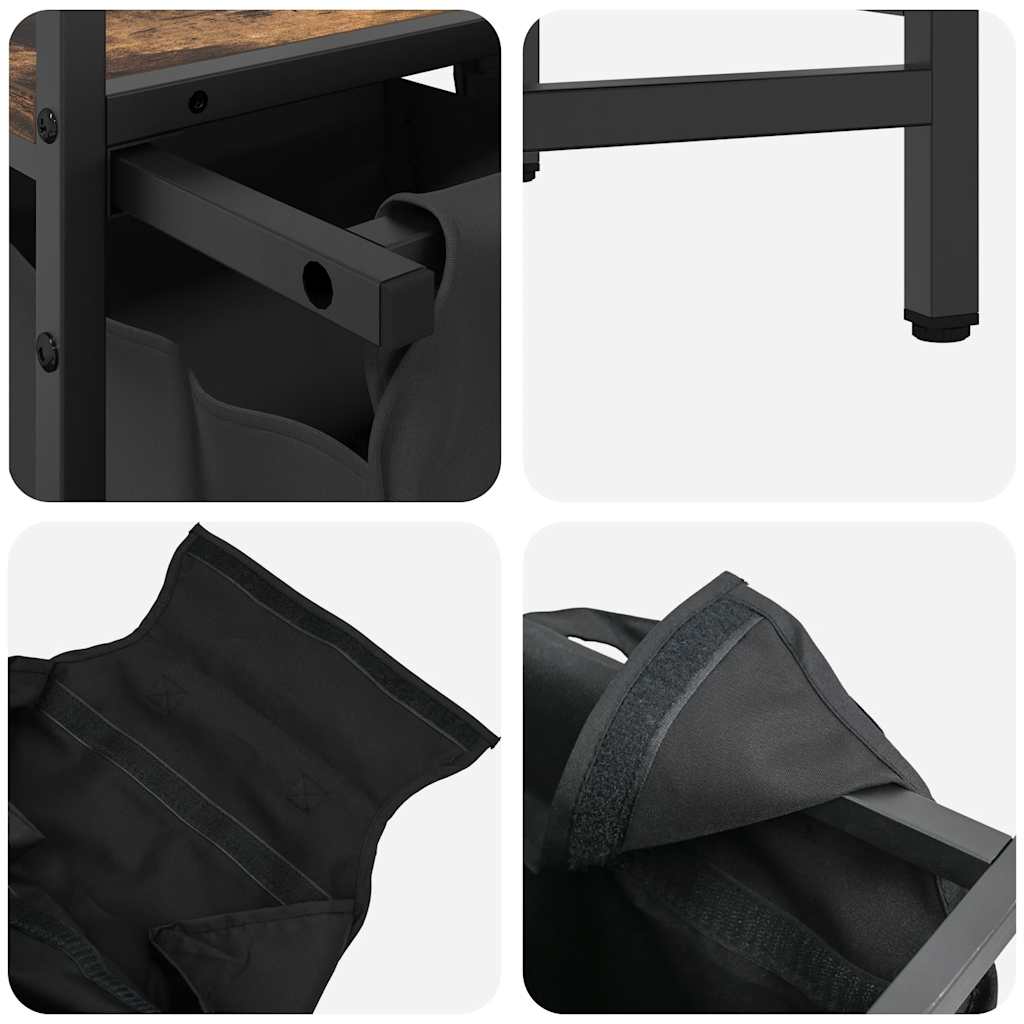 Wäschekorb 2 Fächer mit Ablagen Räuchereiche