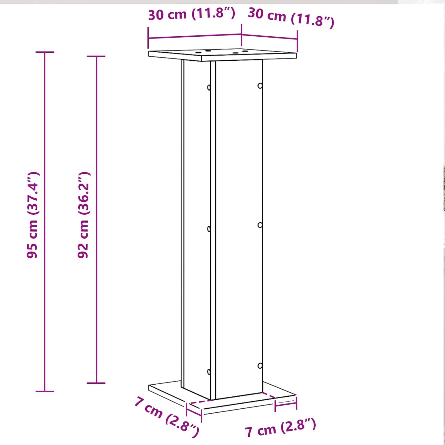 Lautsprecherständer 2 pcs Schwarz Eichen-Optik 30 x 30 x 95 cm