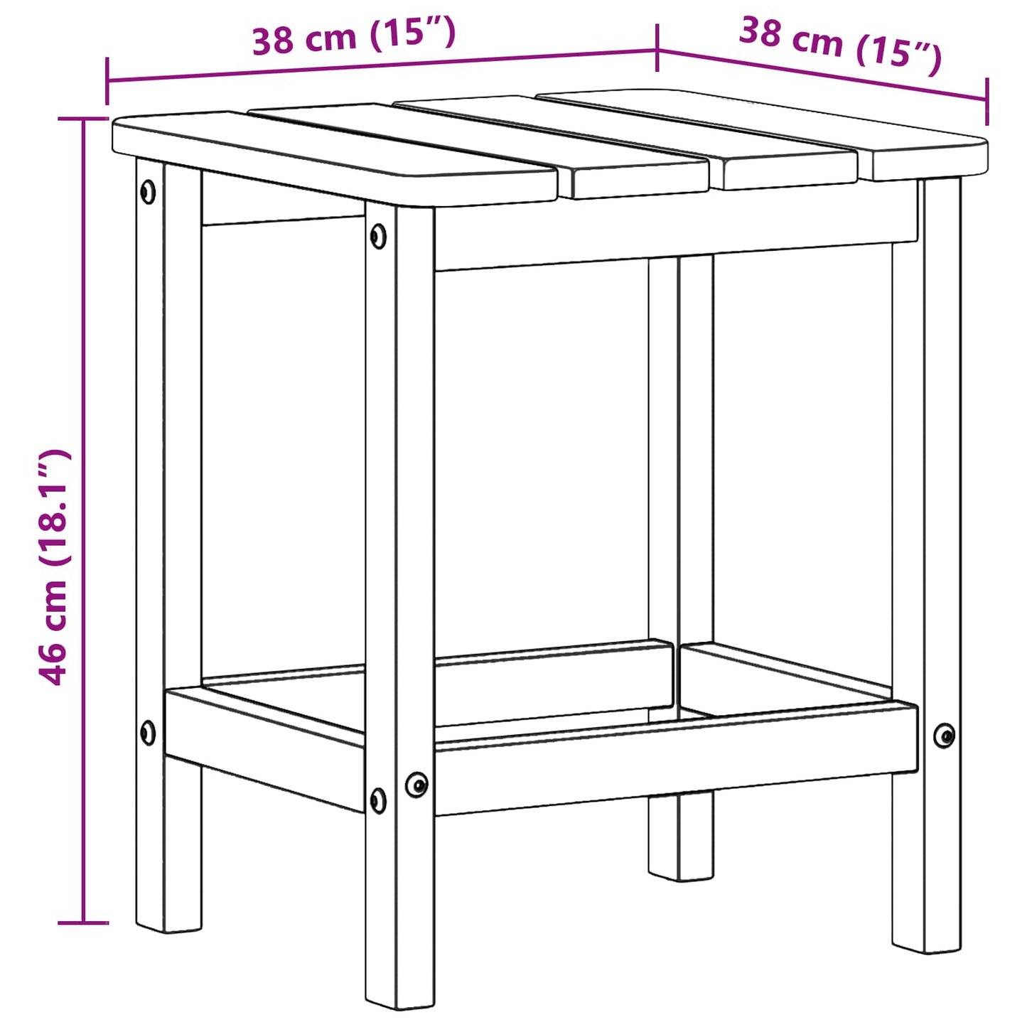 vidaXL Beistelltisch Weiß 38 x 38 x 46 cm Polyethylen