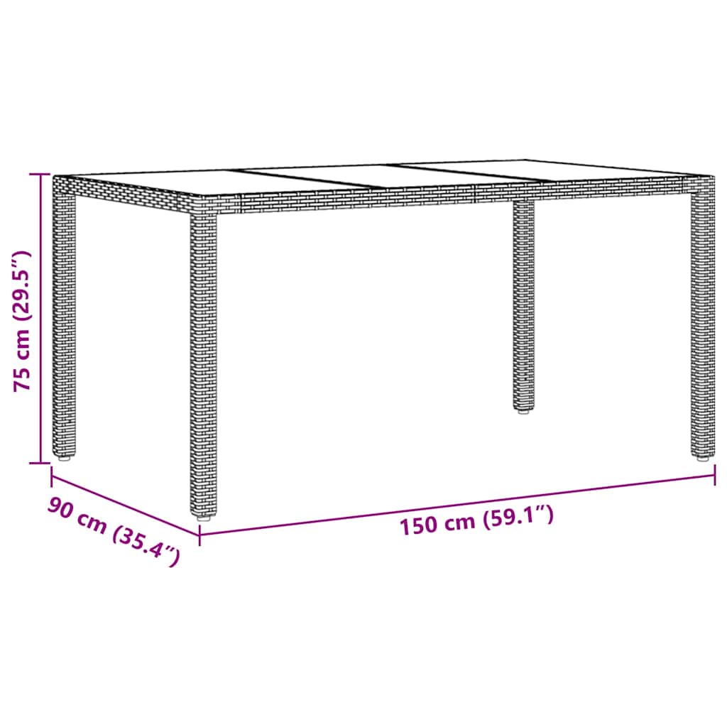 Garten Essgruppe 7 pcs Schwarz Poly-Rattan