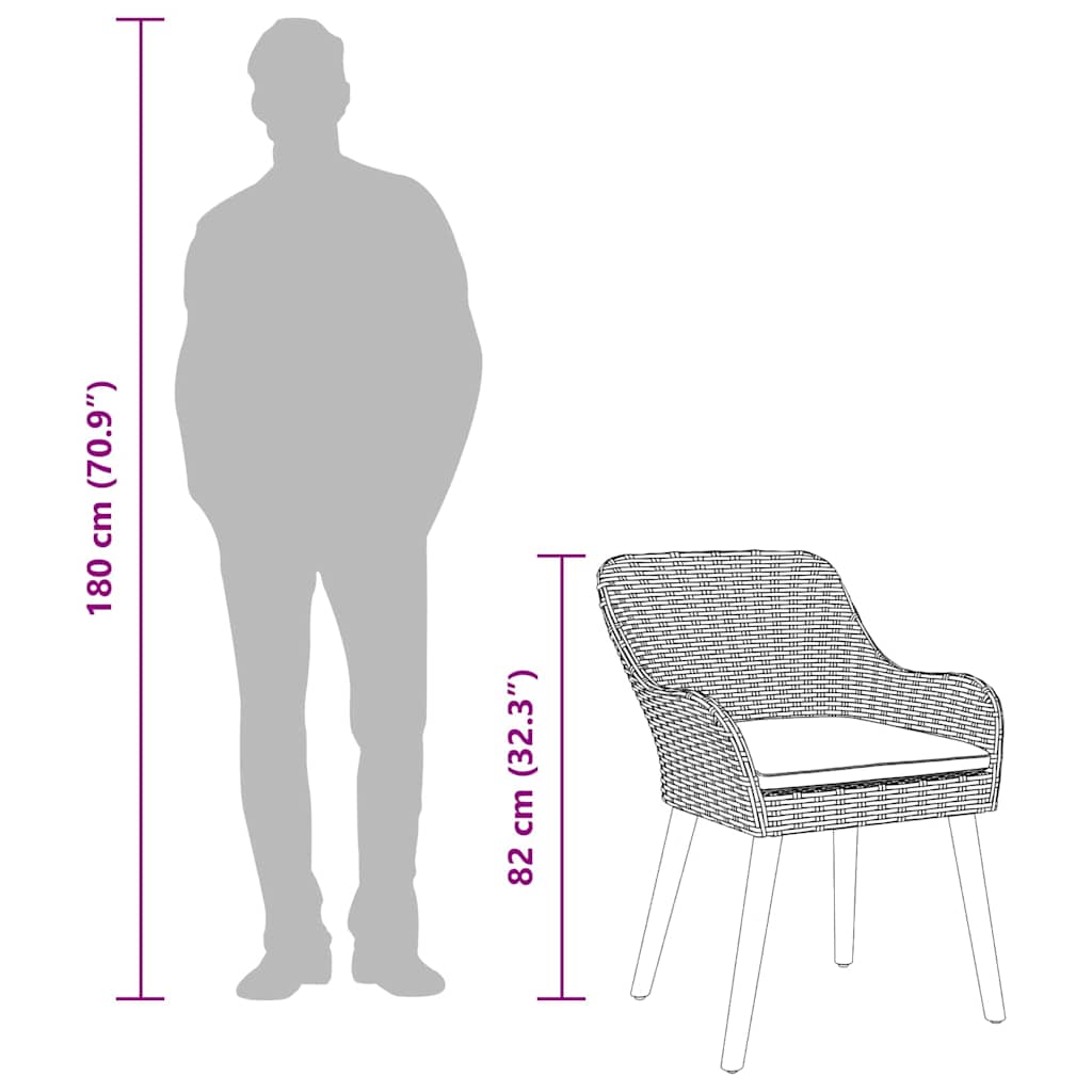 Gartenstuhl 2 pcs Hellgrau 62,5 x 55 x 82 cm Poly-Rattan