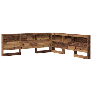 vidaXL Aufbewahrungskopfteil mit Regal Altholz 200 cm Holzwerkstoff