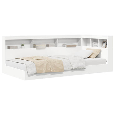 vidaXL Bücherregal-Bett mit Kopfteil Weiß 90 x 200 cm Holzwerkstoff