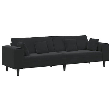 vidaXL Sofa mit Kissen Schwarz 250 x 77 x 76 cm Samt