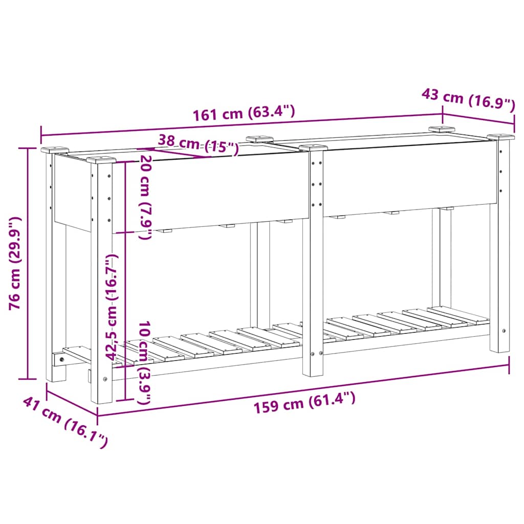 vidaXL Garten-Pflanzgefäß mit Regal Beige 161 x 43 x 76,5 cm