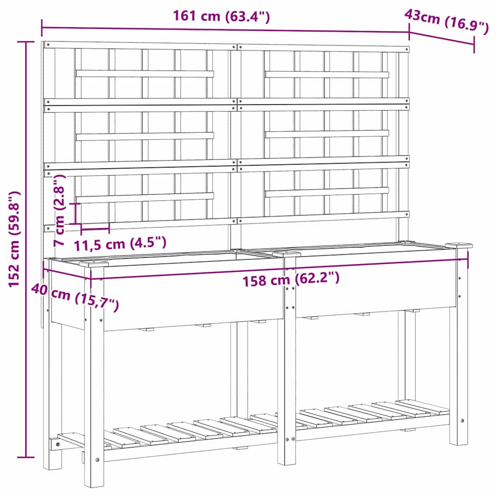 vidaXL Garten-Pflanzgefäß mit Regal Beige 161 x 46 x 152,5 cm