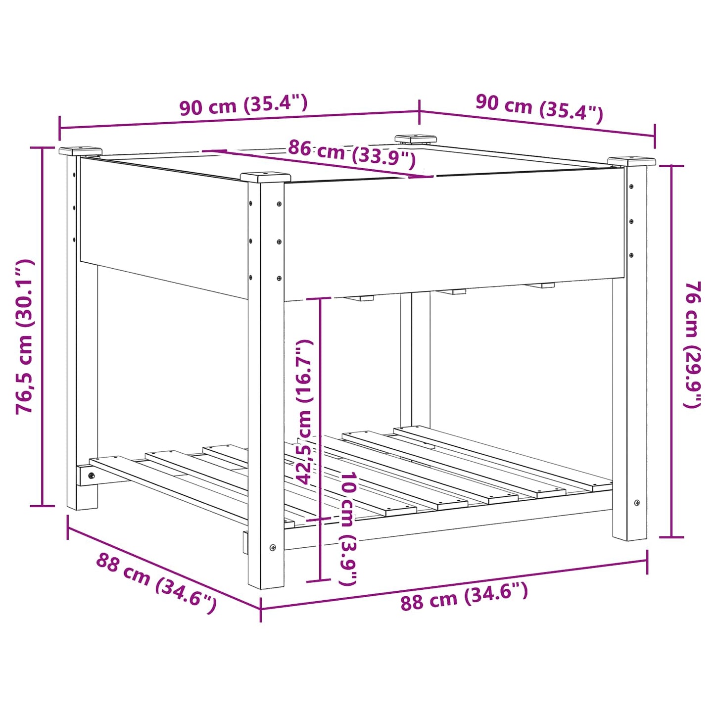 vidaXL Jardinière de jardin avec étagère Beige 60,5 x 60 x 76,5 cm