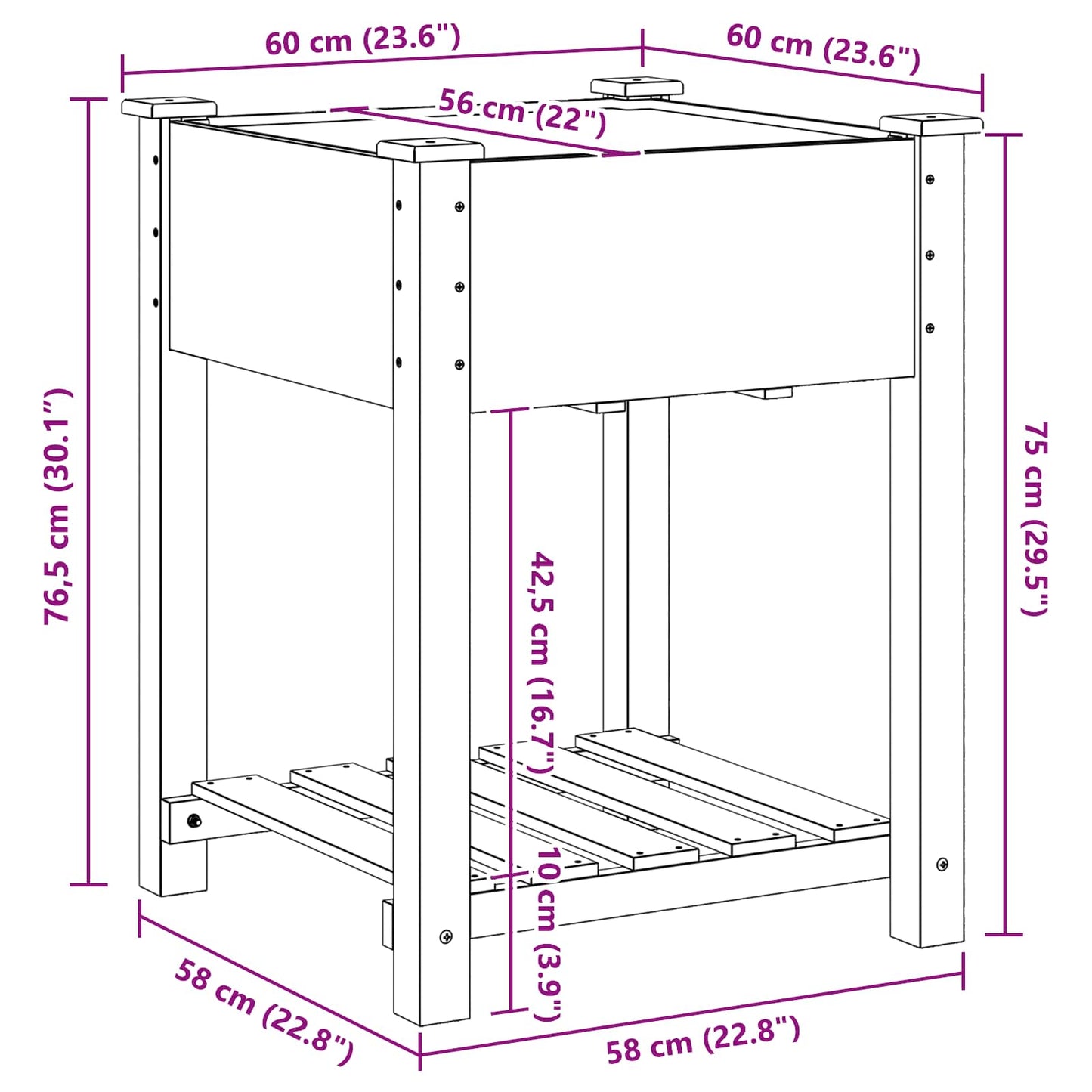 vidaXL Garten-Pflanzgefäß mit Regal Beige 90 x 90 x 76,5 cm