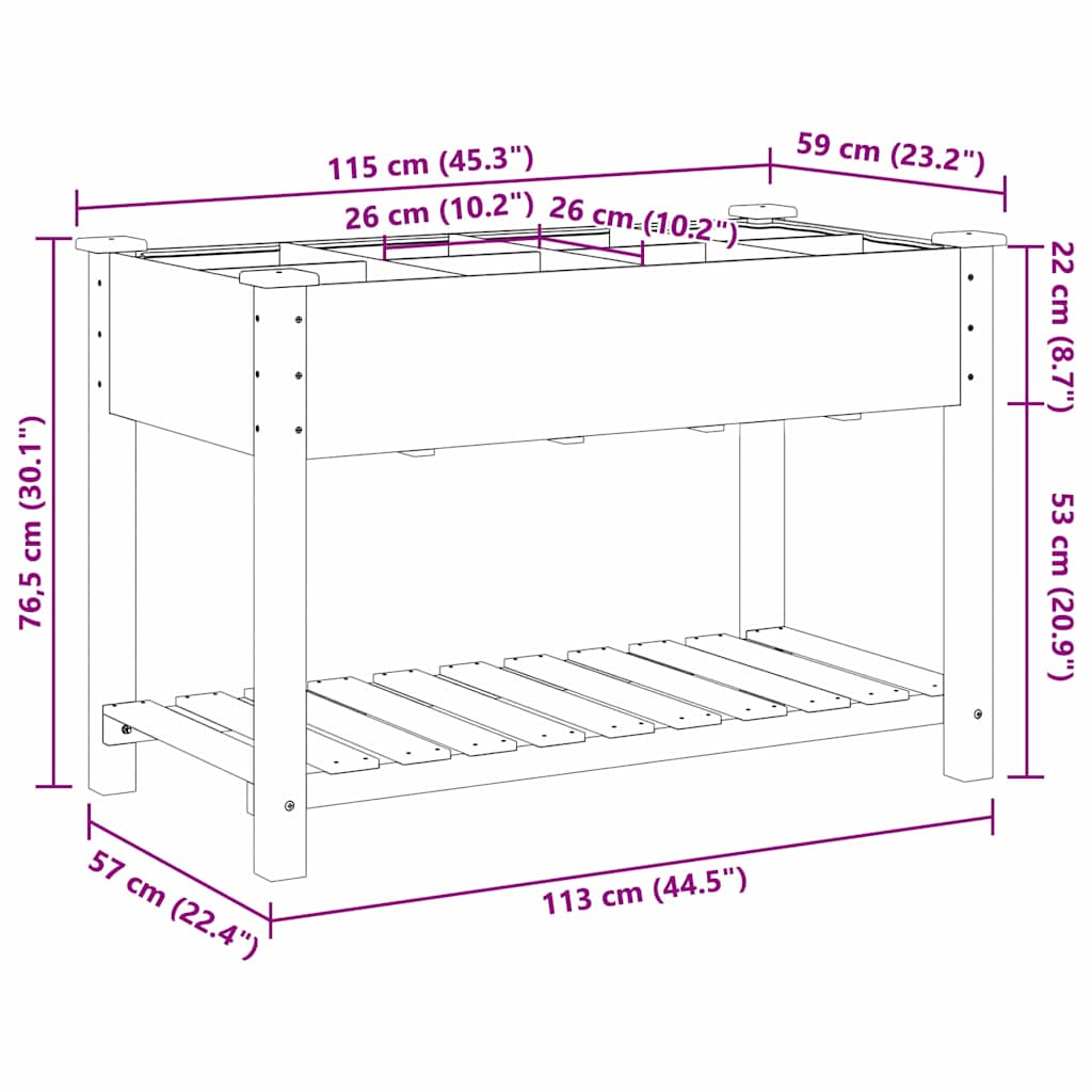 vidaXL Garten-Pflanzgefäß mit Regal Beige 115 x 59 x 76,5 cm