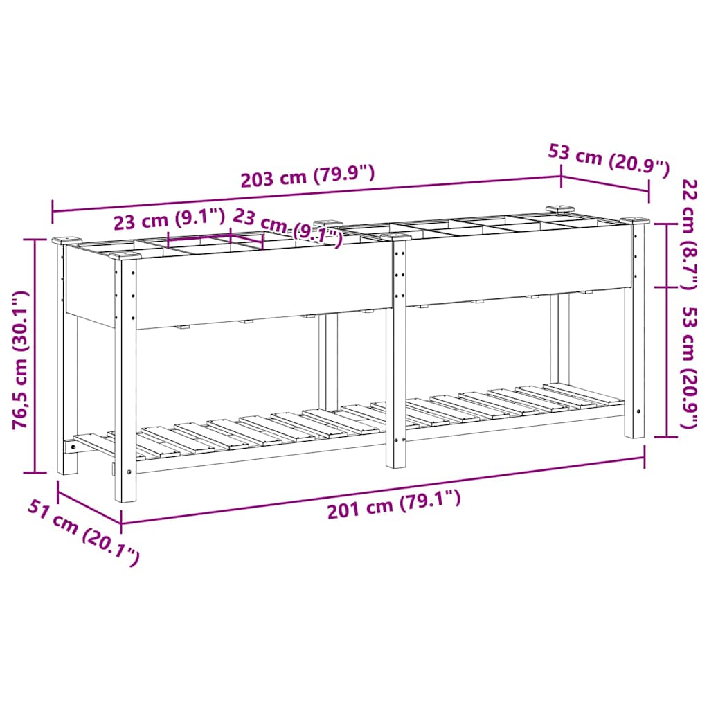vidaXL Garten-Pflanzgefäß mit Regal Beige 203,5 x 53 x 76,5 cm
