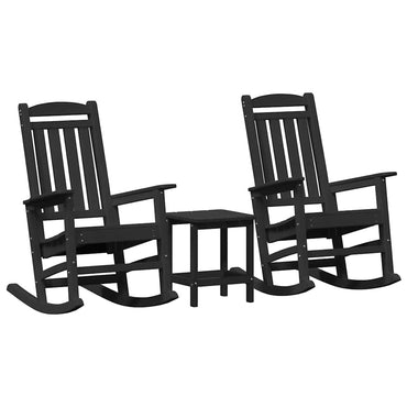 vidaXL Fauteuil à bascule 3 pcs Noir Polyéthylène