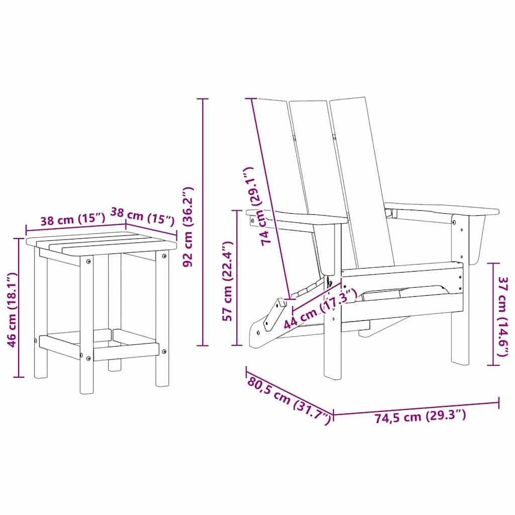 vidaXL Gartenstuhl 3 pcs Weiß 80,5 x 74,5 x 92 cm Polyethylen